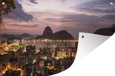 Muurdecoratie Brazilië - Avond - Rio de Janeiro - 180x120 cm - Tuinposter - Tuindoek - Buitenposter