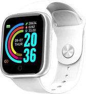Belesy® Base - Smartwatch - Horloge - 1,3 inch Kleurenscherm - Stappenteller - Bloeddrukmeter - Verbrande calorieën - 3x sportmodus - Siliconen - Wit - Cadeau