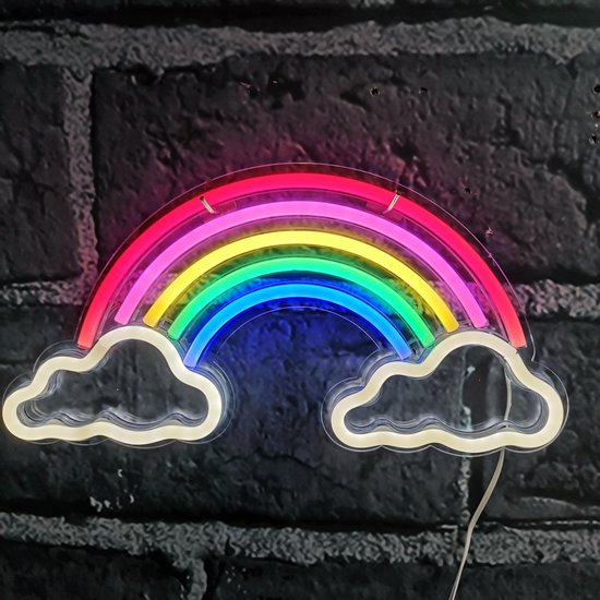 Kerel Vochtig Lief Regenboog met wolken - Multicolour sfeerlicht - Wandlamp - Neon verlichting  - neon led... | bol.com