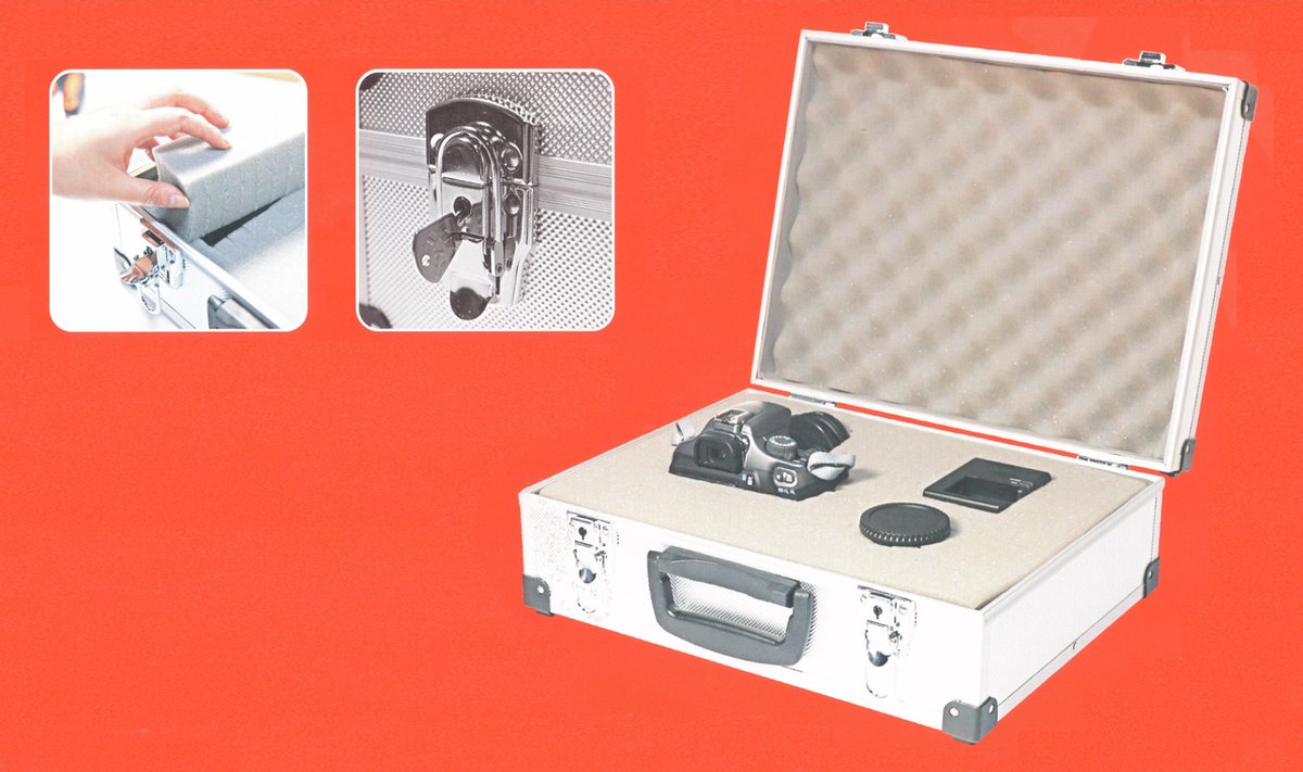 Aluminium koffer met voorgesneden schuim| Incl. sleutels | 39 x 14 x 30 cm  | Zilver |... | bol.com