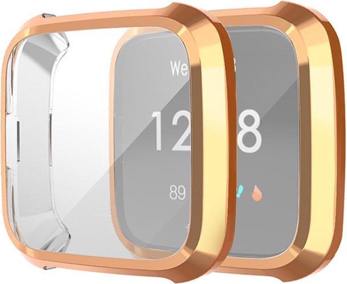 By Qubix - Geschikt voor fitbit Versa Lite Soft TPU case (volledig beschermd) - Rose Goud