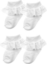 Soft Touch - 2 paar Baby Sokjes met Broderie - CRÈME - 3/6 mnd