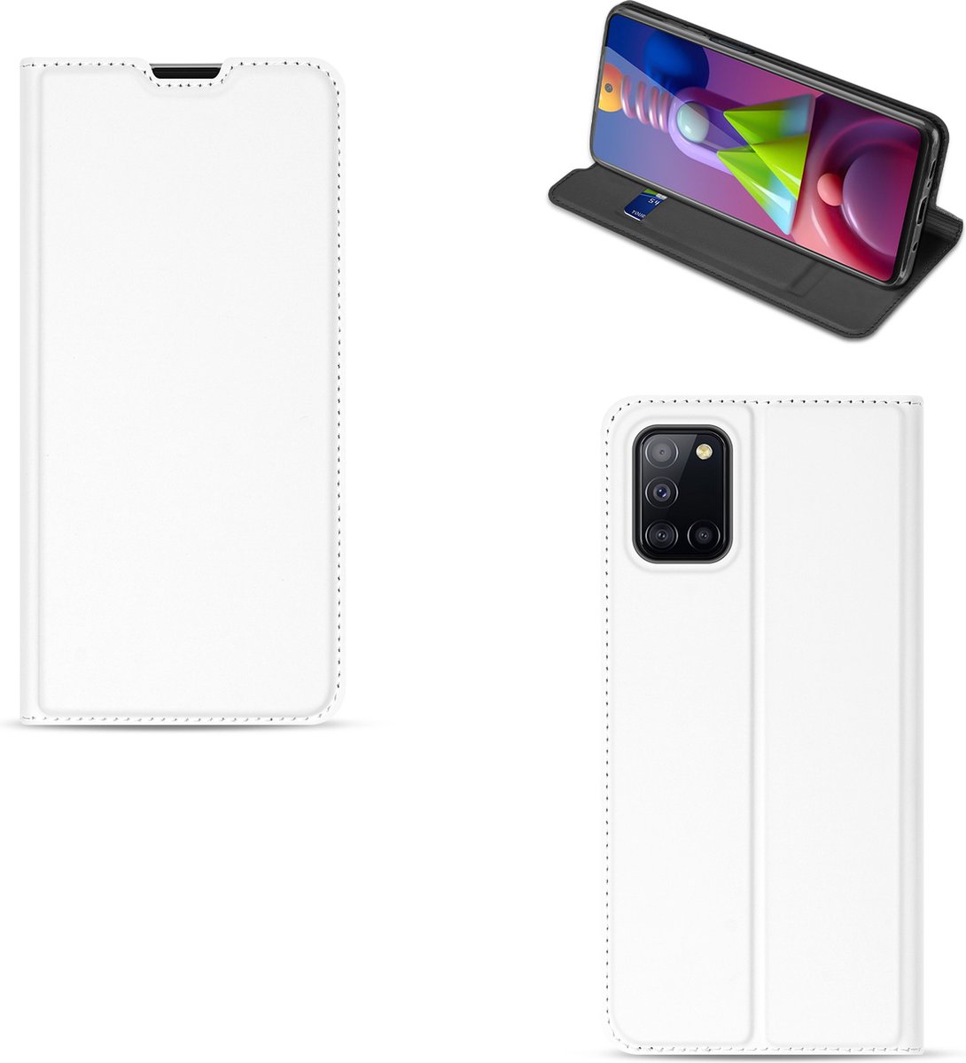 Samsung Galaxy M51 Bookcase Hoesje Wit met Pashouder