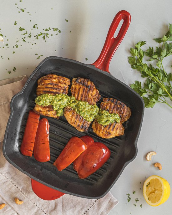Blackwell Skillet - Grillpan - Gietijzer - Rood - 27 x 27 cm - zonder anti-aanbaklaag