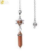 Pendel steen - Pendelen - Spiritueel - Pendelsteen - Natuursteen - Kwarts - Kristallen - Zeshoekig - Spits - Reiki - Chakra - Accessoires - Brown Sand