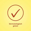 Een rood vinkje in een cirkel. Tekst: Dermatologisch getest.
