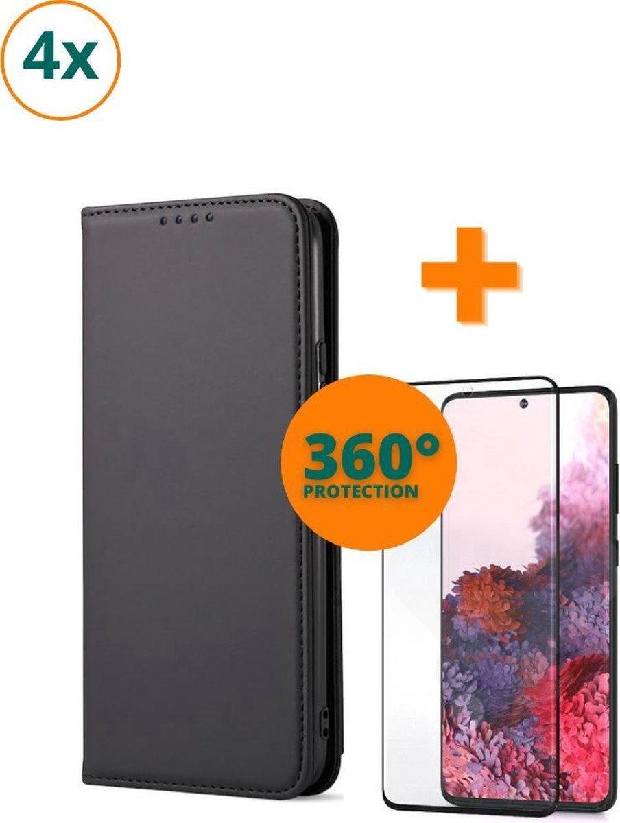 Fooniq Boek Hoesje Zwart 4x + Screenprotector 4x - Geschikt Voor Samsung Galaxy S20 Ultra
