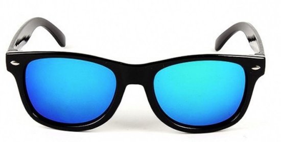 Kinder Zonnebril - Peuter Zonnebril - Jongen - Meisje - Zwart - Blauw Spiegelglazen - UV400 Bescherming - 2 t/m 6 jaar