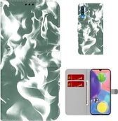 Voor Samsung Galaxy A70/A70s Cloud Fog Pattern Horizontal Flip Leather Case met Houder & Card Slot & Wallet (Donkergroen)