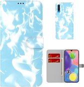 Voor Samsung Galaxy A70/A70s Cloud Fog Pattern Horizontal Flip Leather Case met houder & kaartsleuf & portemonnee (hemelsblauw)