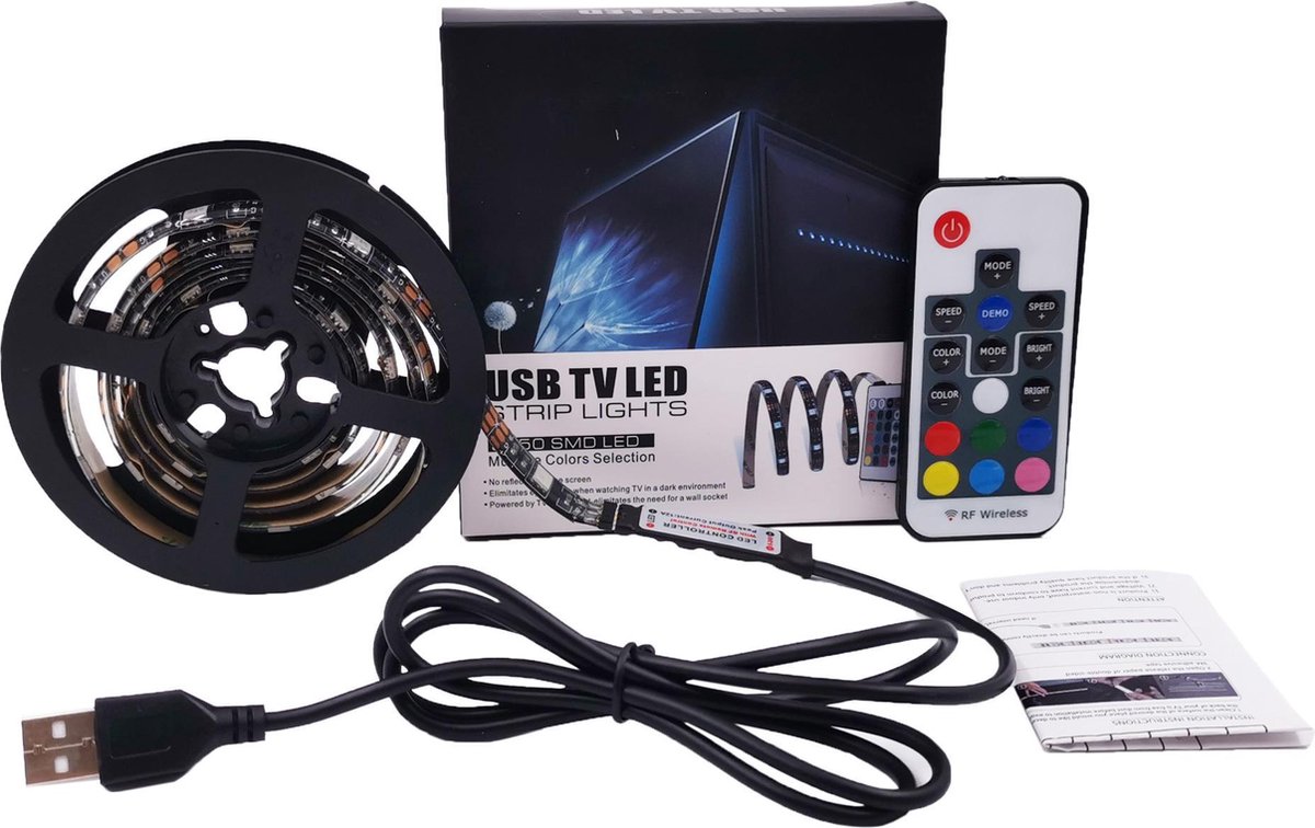 YONO LED Strip - RGB - 1 Meter Incl Afstandsbediening - USB aansluiting