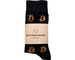 Bitcoin Sokken Zwart Oranje - NZRD35 - Heren Sokken - Crypto - Sokken Zwart - Maat 43 - 46