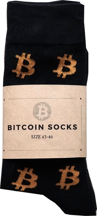Bitcoin Sokken Zwart Oranje - NZRD35 - Heren Sokken - Crypto - Sokken Zwart - Maat 43 - 46