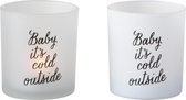 J-Line T-Lichthouder Baby Glas Wit/Zwart Small Set van 8 stuks