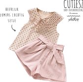 Korte broek meisjes met stipjes top – Shorts meisje roze met top –  [Leeftijd ca. 3 – 4 jaar] - set van 2