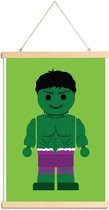 JUNIQE - Posterhanger Hulk Toy -20x30 /Groen & Paars