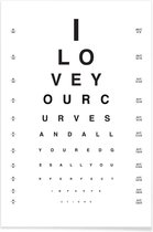 JUNIQE - Poster Eye Chart I Love You -20x30 /Wit & Zwart