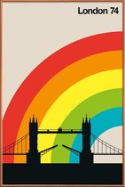 JUNIQE - Poster met kunststof lijst Vintage Londen 74 -13x18