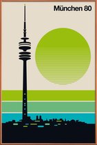 JUNIQE - Poster met kunststof lijst Vintage München 80 -60x90 /Groen &