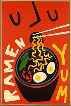 JUNIQE - Poster met kunststof lijst Yum Ramen -40x60 /Rood
