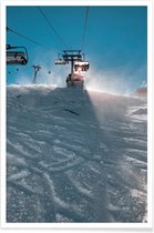 JUNIQE - Poster Let's Go Skiing -20x30 /Blauw & Grijs