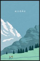 JUNIQE - Poster met kunststof lijst Allgäu - retro -13x18 /Blauw &