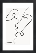 JUNIQE - Poster in houten lijst Kissed -30x45 /Grijs & Ivoor