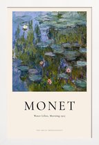 JUNIQE - Poster in houten lijst Monet - Water Lilies, Morning -20x30