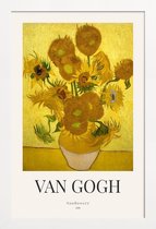 JUNIQE - Poster in houten lijst Van Gogh - Zonnebloemen (Tournesols,