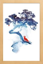 JUNIQE - Poster in houten lijst De laatste appelboom -40x60 /Blauw &