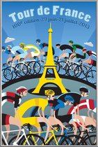 JUNIQE - Poster met kunststof lijst Tour de France -20x30 /Blauw &