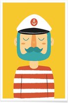 JUNIQE - Poster Ahoy Sailor -30x45 /Geel & Rood