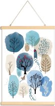 JUNIQE - Posterhanger Winter Forest -40x60 /Blauw & Groen