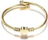 Akyol - Armband dames Hart verstelbaar - goudkleurig - armbandjes - armbandje verjaardag - cadeau voor haar - mama - vrouw - Moederdag cadeautje