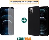 Fooniq Silicone Hoesje Zwart + Screenprotector - Geschikt Voor Apple iPhone 12 Pro Max