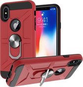 War-god Armor TPU + PC Schokbestendige magnetische beschermhoes met ringhouder voor iPhone X / XS (rood)