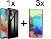 iParadise Samsung Galaxy A51 hoesje transparant siliconen case hoes cover hoesjes - 3x samsung galaxy a51 screenprotector
