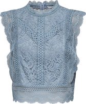 Only Dames ONLKARO S/L LACE TOP WVN Faded Denim - Maat L
