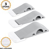 3 butées de Arrêts de porte en caoutchouc Easavida® – 12x4x2,5 cm – Empilable – Avec support – Cale de porte – Pour l'intérieur et l'extérieur – Grijs – Paquet de boîte aux lettres