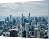 Wandpaneel Chicago Skyline  | 120 x 80  CM | Zilver frame | Wandgeschroefd (19 mm)