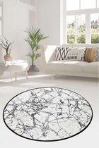 Nerge.be | Marble White Round 100 cm  | Decorative Vloerkleed | Antislip | Vivid Color