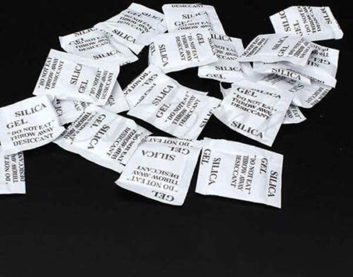 Caiyloxn Silicea Gel zak 50 g x 12 siliconen ballen droogmiddel silicagel zak vacuüm silica gel packs voor elektronica kleding laden schoenontvochtiger