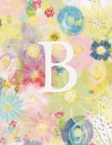 B: Monogram Initial B Notebook for Women and Girls-Pastel Floral-120 Pages 8.5 x 11
