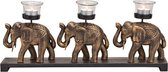 Waxinelichthouder - Gouden olifant - 3 olifanten, 1 stuk