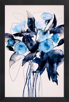JUNIQE - Poster met houten lijst Bloom Series True Blue -30x45 /Blauw