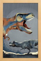 JUNIQE - Poster in houten lijst Tyrannosaurus Rex illustratie -40x60