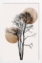 JUNIQE - Poster in houten lijst Sun And Moon Hiding Gold -20x30 /Ivoor