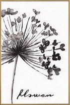 JUNIQE - Poster met kunststof lijst Flower -20x30 /Wit & Zwart