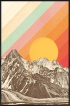 JUNIQE - Poster met kunststof lijst Mountainscape -13x18 /Kleurrijk