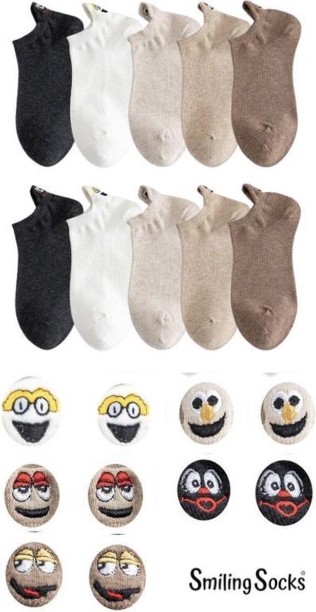 Smiling Socks® Antislip Sokken - Leuke sokken - 10-Pack - Unisex - Maat42-48 - Huissokken - Katoen - Basic Kleuren - Cadeau voor hem